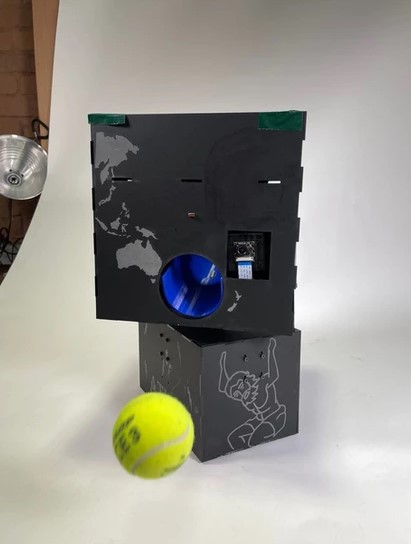 Atlas, the ball catcher and tosser robot operated via an automous cyclical FSM. During detect state the camera inside detects a users face and if they want the ball to center themselves in frame. Once centered Atlas drops the ramp inside to 'throw' the ball. A funnel in his head caught the ball and a lidar sensor changed the state when the ball was detected inside. Once the ball rolled over a limit switch Atlas entered the catch state knowing it had rolled the ball successfully.